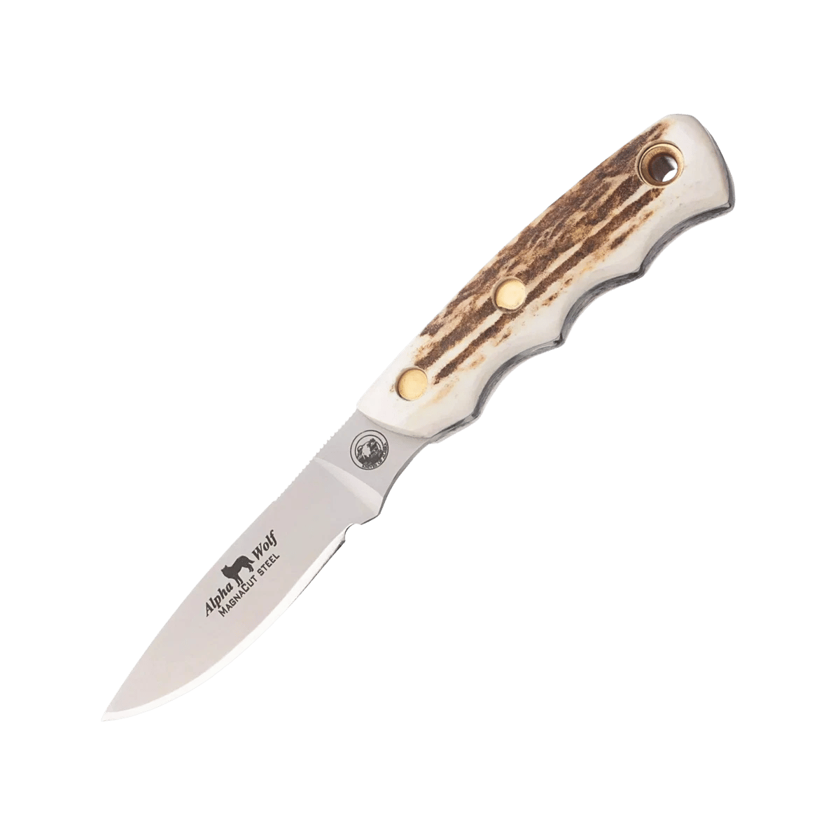 KNIVES OF ALASKA ALPHA WOLF MAGNACUT STAG WHITE