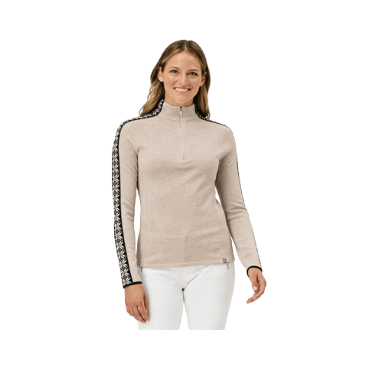 KRIMSON KLOVER W SLALOM ZIP NECK SWEATER HEATHER OAT