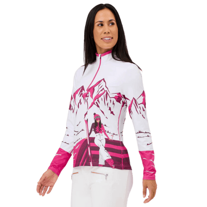 KRIMSON KLOVER WOMEN'S APRES ANYONE 1/4 ZIP BASE LAYER TOP - MAGENTA_SIDE ANGLE