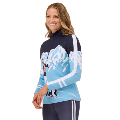 KRIMSON KLOVER WOMEN'S BERNIE 1/4 ZIP BASELAYER TOP - NAVY_SIDE ANGLE