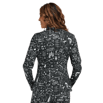KRIMSON KLOVER WOMEN'S GRAFFITI 1/4 ZIP BASE LAYER TOP - BLACK_BACK ANGLE