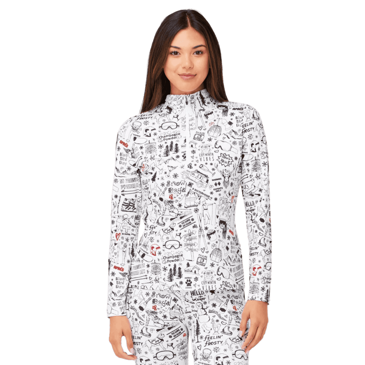 KRIMSON KLOVER WOMEN'S GRAFFITI 1/4 ZIP BASELAYER TOP - WHITE