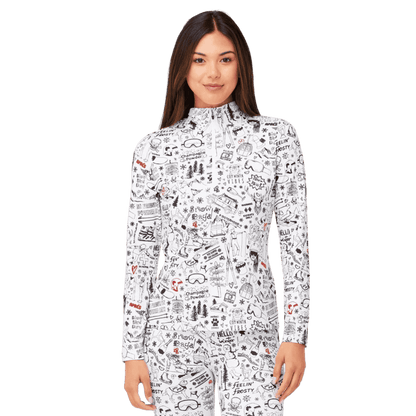 KRIMSON KLOVER WOMEN'S GRAFFITI 1/4 ZIP BASELAYER TOP - WHITE