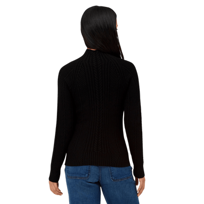 KRIMSON KLOVER WOMEN'S LYDIA MOCKNECK SWEATER - BLACK_BACK ANGLE