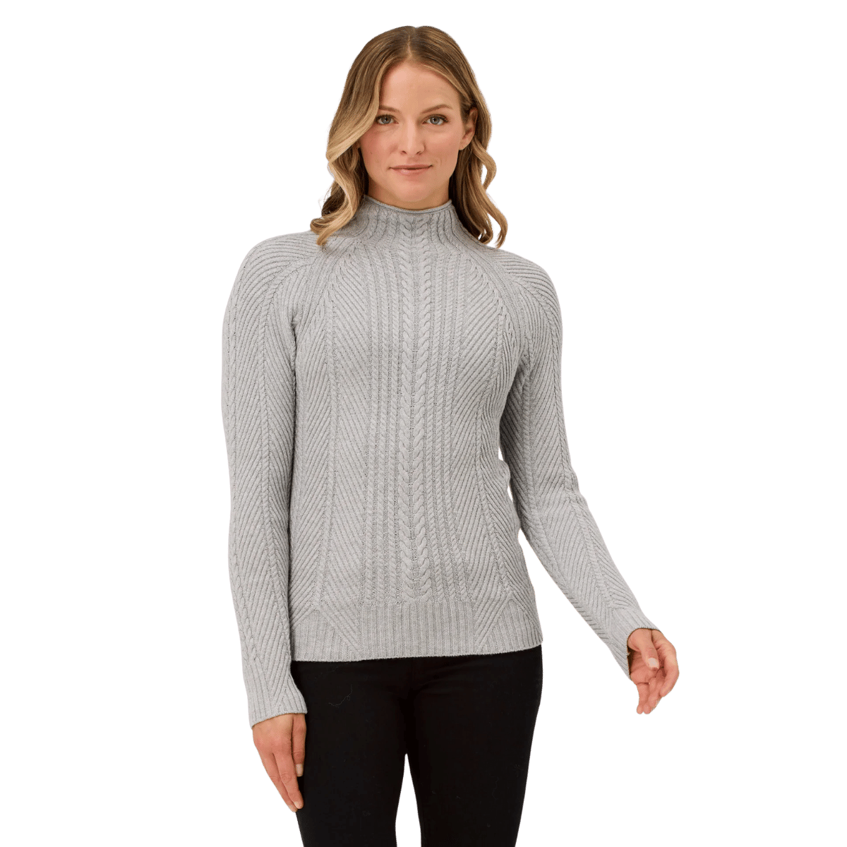 KRIMSON KLOVER WOMEN'S LYDIA MOCKNECK SWEATER - SILVER
