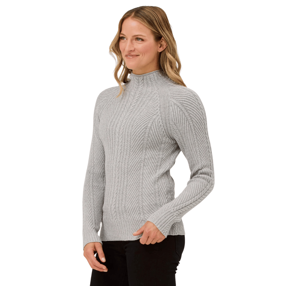 KRIMSON KLOVER WOMEN'S LYDIA MOCKNECK SWEATER - SILVER_SIDEANGLE