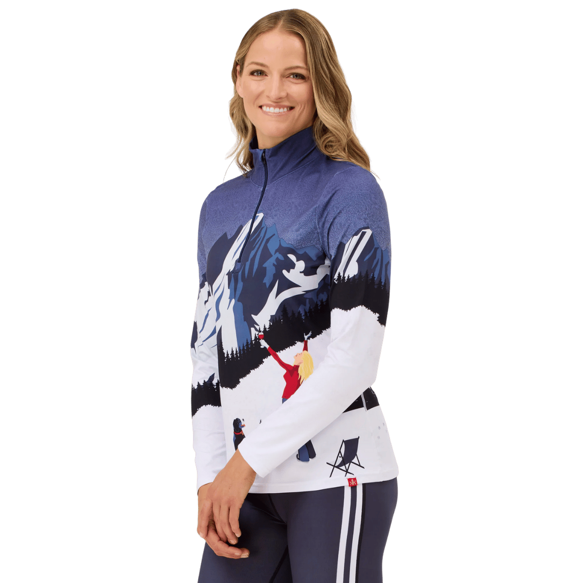 KRIMSON KLOVER WOMEN'S POWDER HOUND BASE LAYER TOP - NAVY_SIDE ANGLE