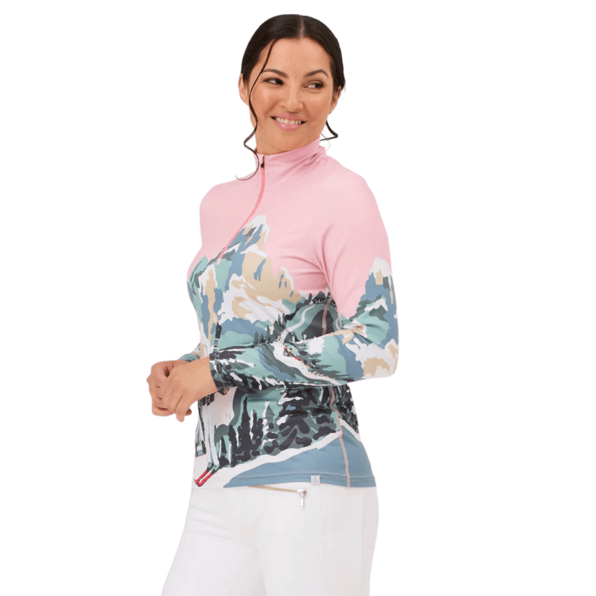 KRIMSON KLOVER WOMEN'S SKI POWER 1/4 ZIP BASELAYER TOP - MULTI_SIDE ANGLE