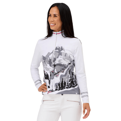 KRIMSON KLOVER WOMEN'S SKI POWER 1/4 ZIP BASELAYER TOP - WHITE_SIDE ANGLE