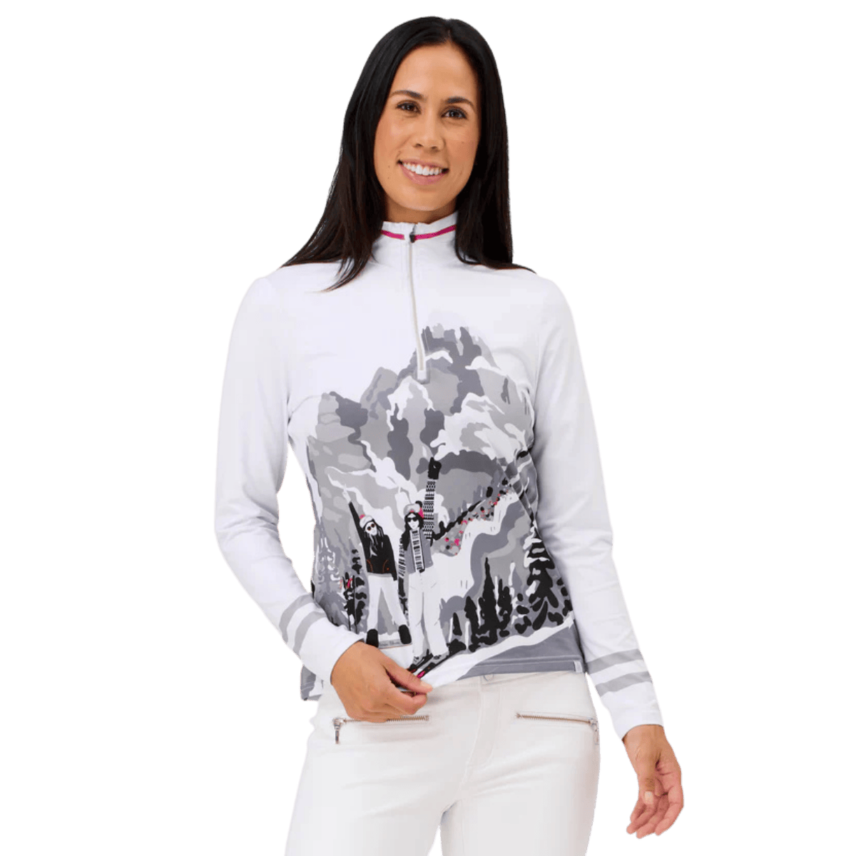 KRIMSON KLOVER WOMEN'S SKI POWER 1/4 ZIP BASELAYER TOP - WHITE