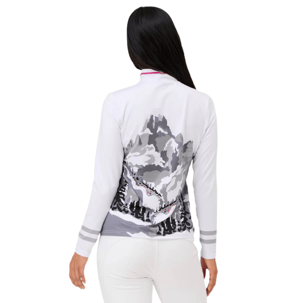 KRIMSON KLOVER WOMEN'S SKI POWER 1/4 ZIP BASELAYER TOP - WHITE_BACK ANGLE