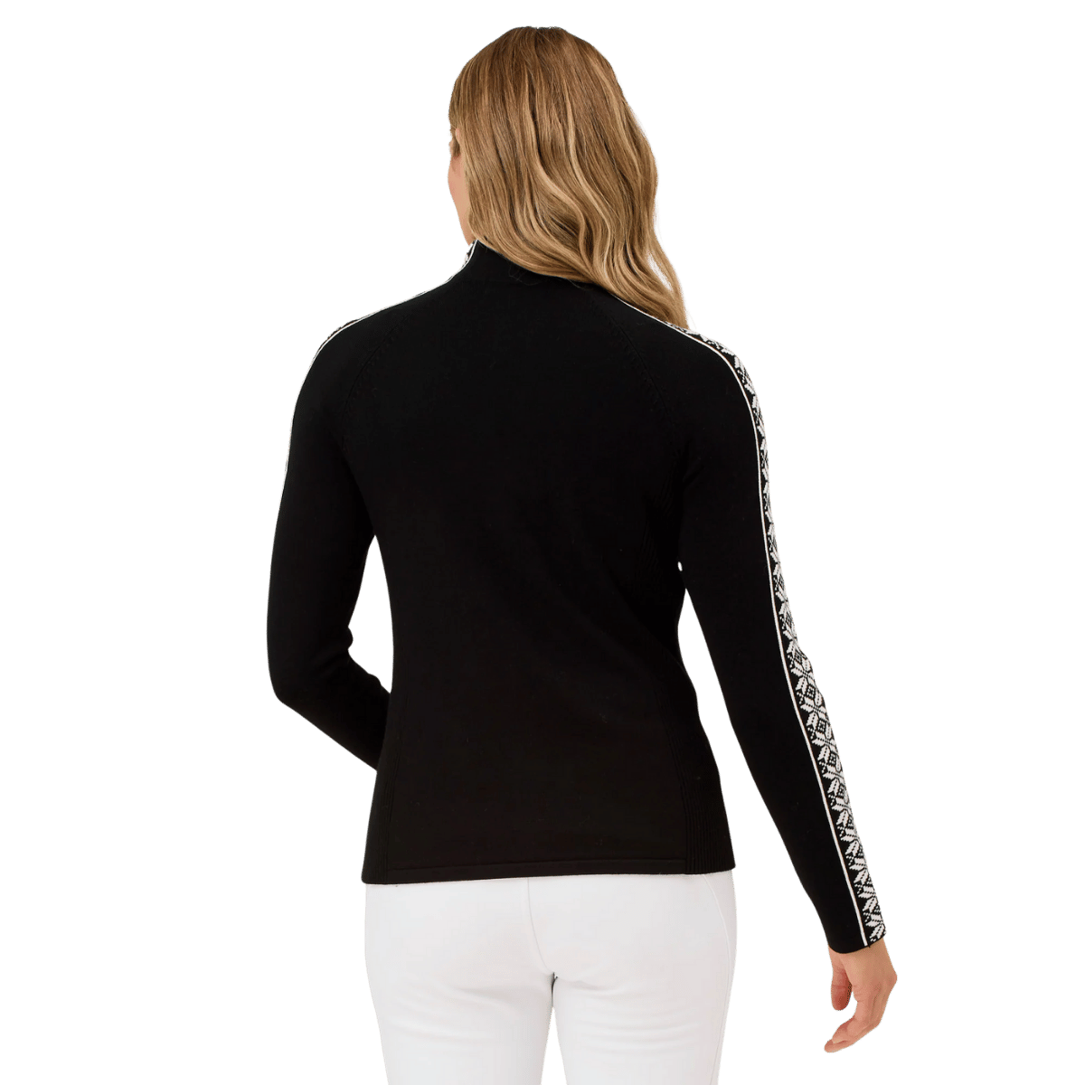 KRIMSON KLOVER WOMEN'S SLALOM ZIP NECK SWEATER - BLACK_BACK ANGLE