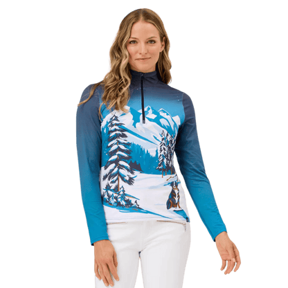 KRIMSON KLOVER WOMEN'S SNOW HOUND 1/4 ZIP BASELAYER TOP - TEAL