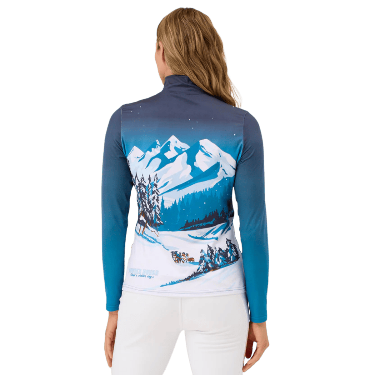 KRIMSON KLOVER WOMEN'S SNOW HOUND 1/4 ZIP BASELAYER TOP - TEAL_BACK ANGLE