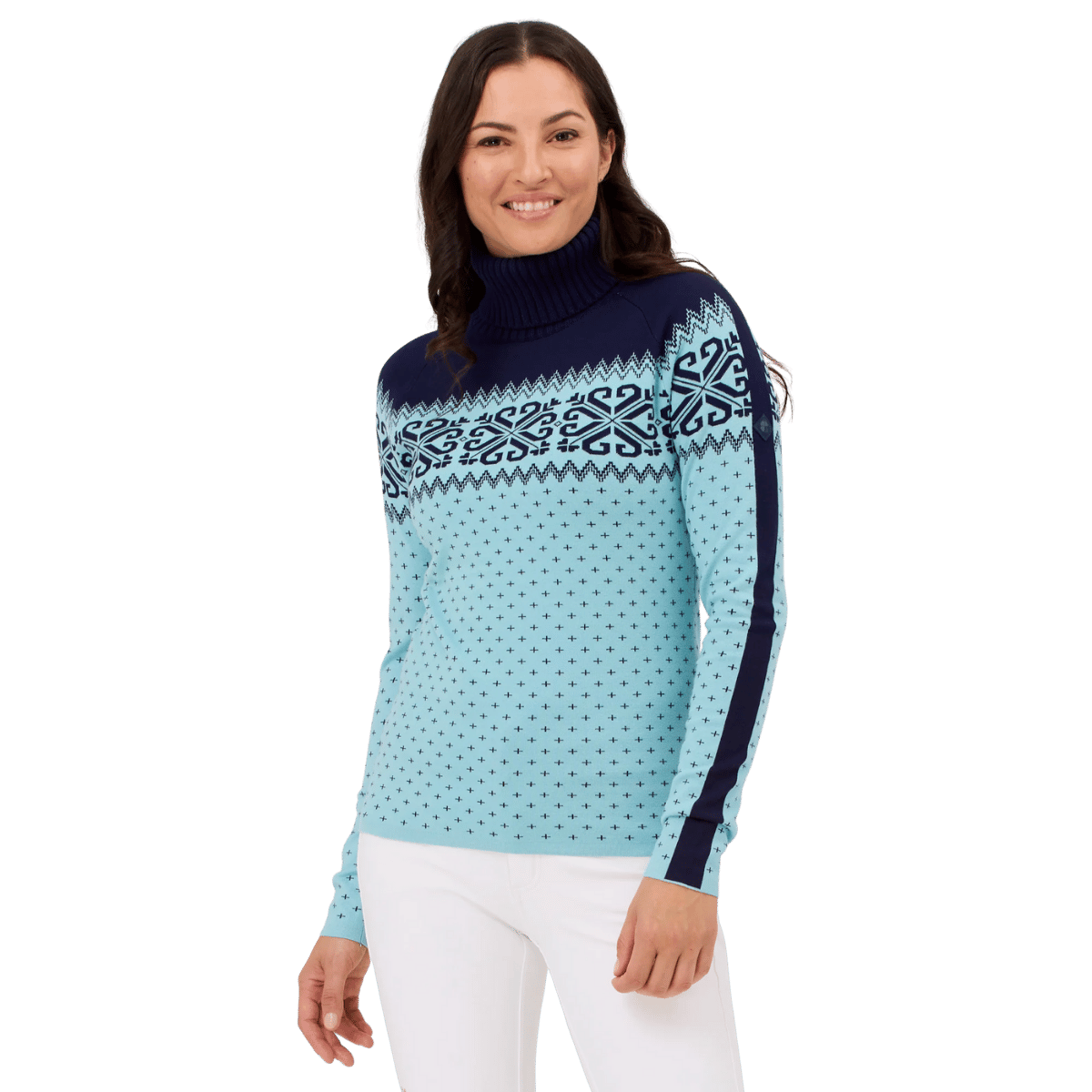 KRIMSON KLOVER WOMEN'S SUGARBUSH TURTLENECK SWEATER  - RETRO BLUE_FRONT ANGLE