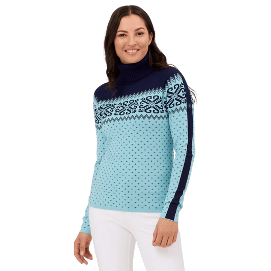 KRIMSON KLOVER WOMEN'S SUGARBUSH TURTLENECK SWEATER  - RETRO BLUE_FRONT ANGLE