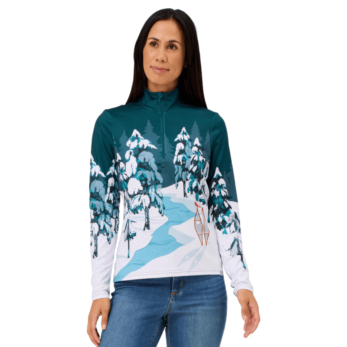 KRIMSON KLOVER WOMEN'S WHITEOUT 1/4 ZIP BASELAYER TOP - DARK MOSS