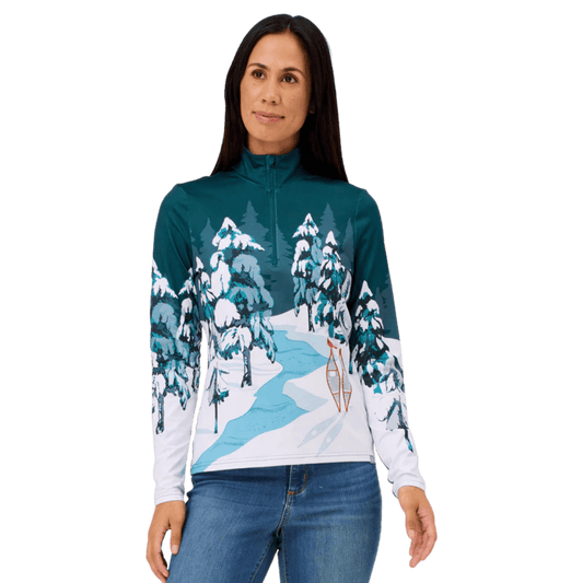 KRIMSON KLOVER WOMEN'S WHITEOUT 1/4 ZIP BASELAYER TOP - DARK MOSS