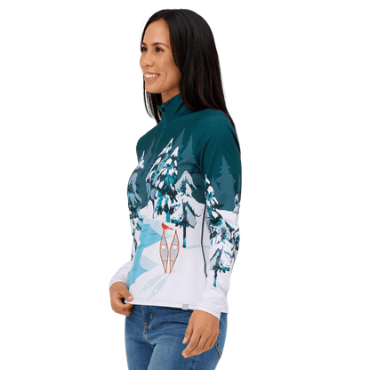 KRIMSON KLOVER WOMEN'S WHITEOUT 1/4 ZIP BASELAYER TOP - DARK MOSS_SIDE ANGLE