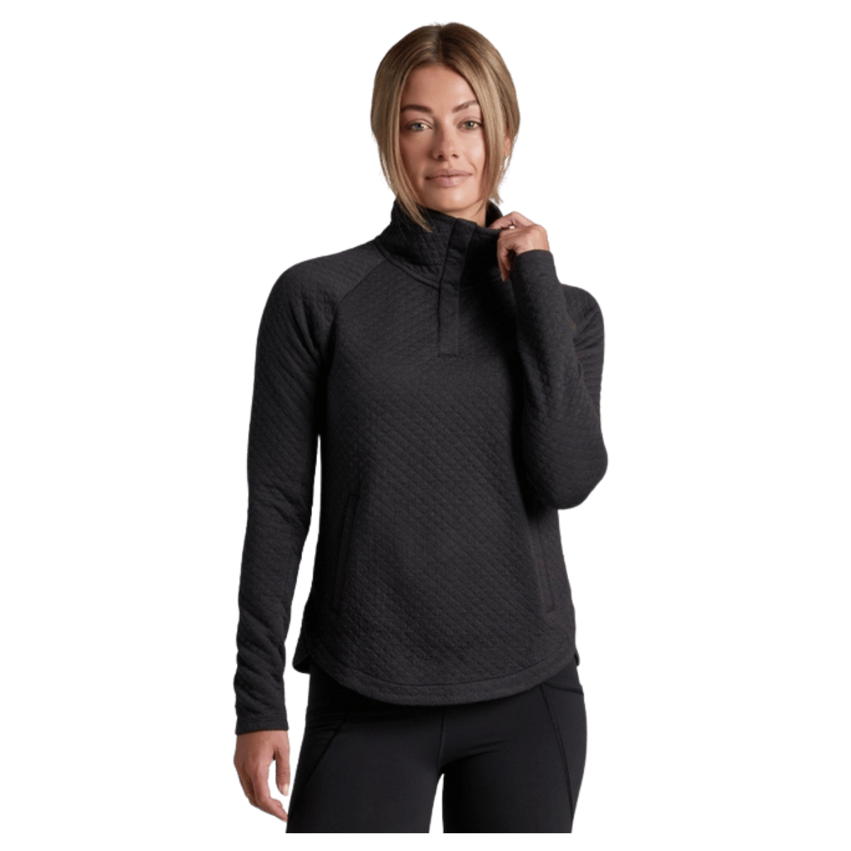 KUHL ARGENTA PULLOVER QUILTED MERINO - BLACK - FRONT VIEW