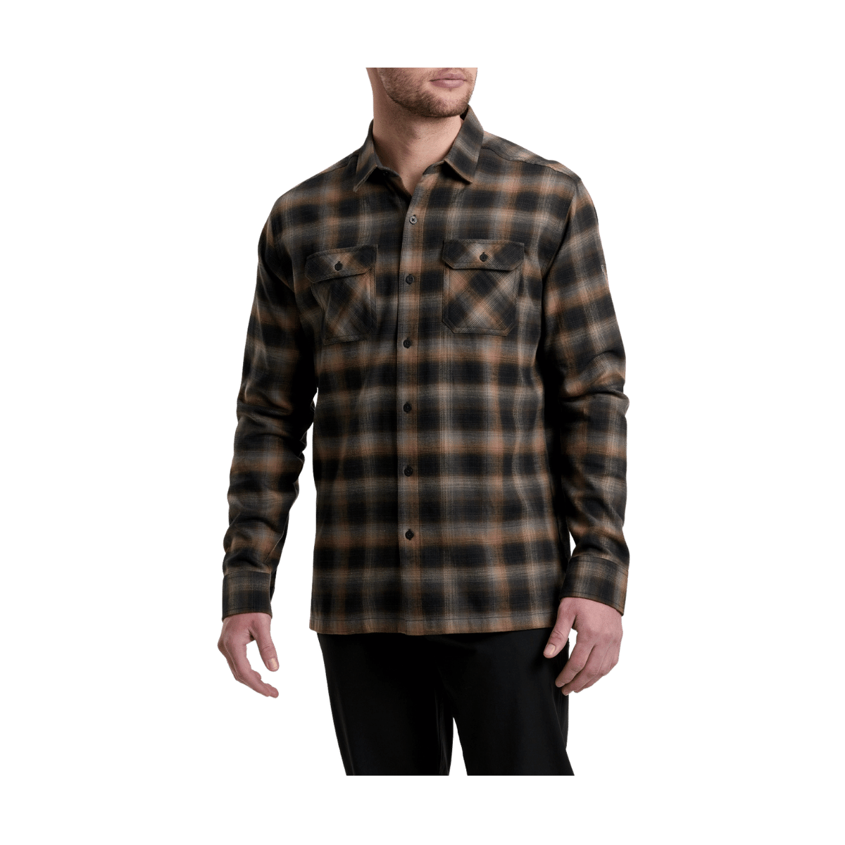 KUHL MEN'S DILLINGR FLANNEL LONG SLEEVE - DESERT NIGHT - FRONT VIEW