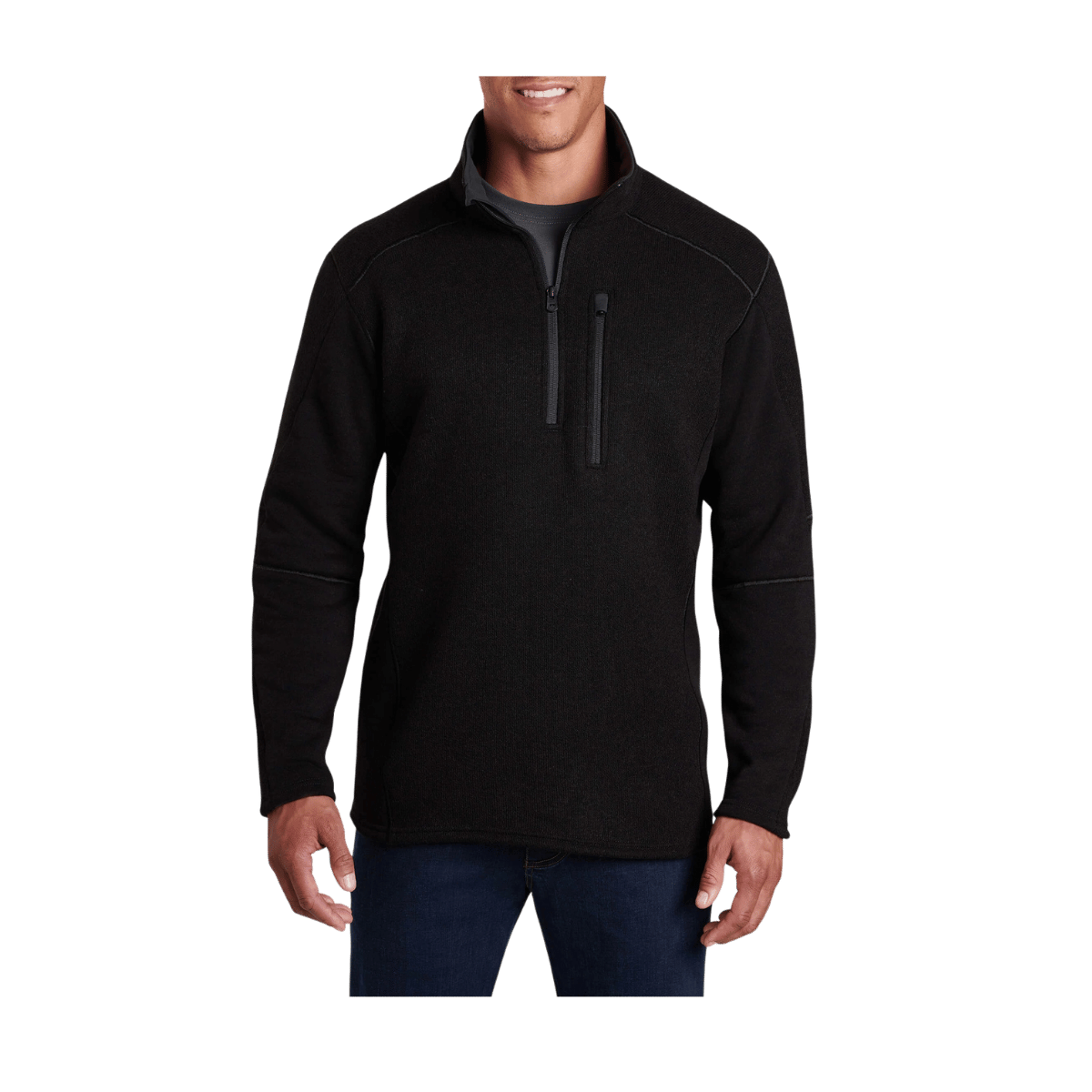 KUHL MEN'S INTERCEPTR 1/4 ZIP - BLACK - FRONT VIEW