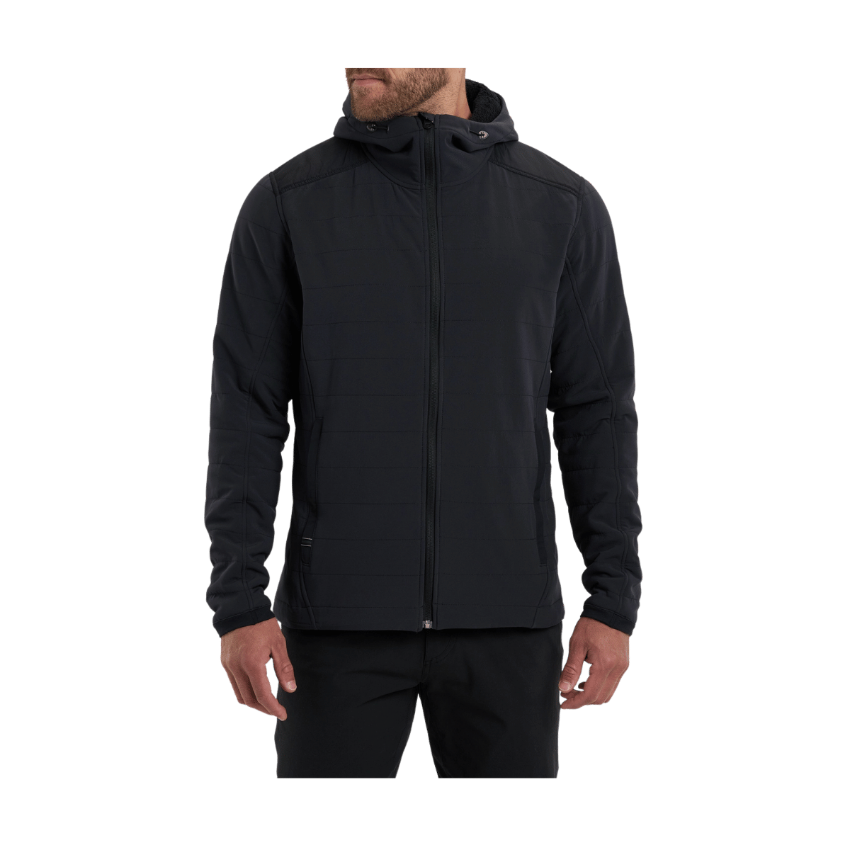 KUHL MEN'S AERO FLEECE HOODY - BLACKOUT - FRONT VIEW