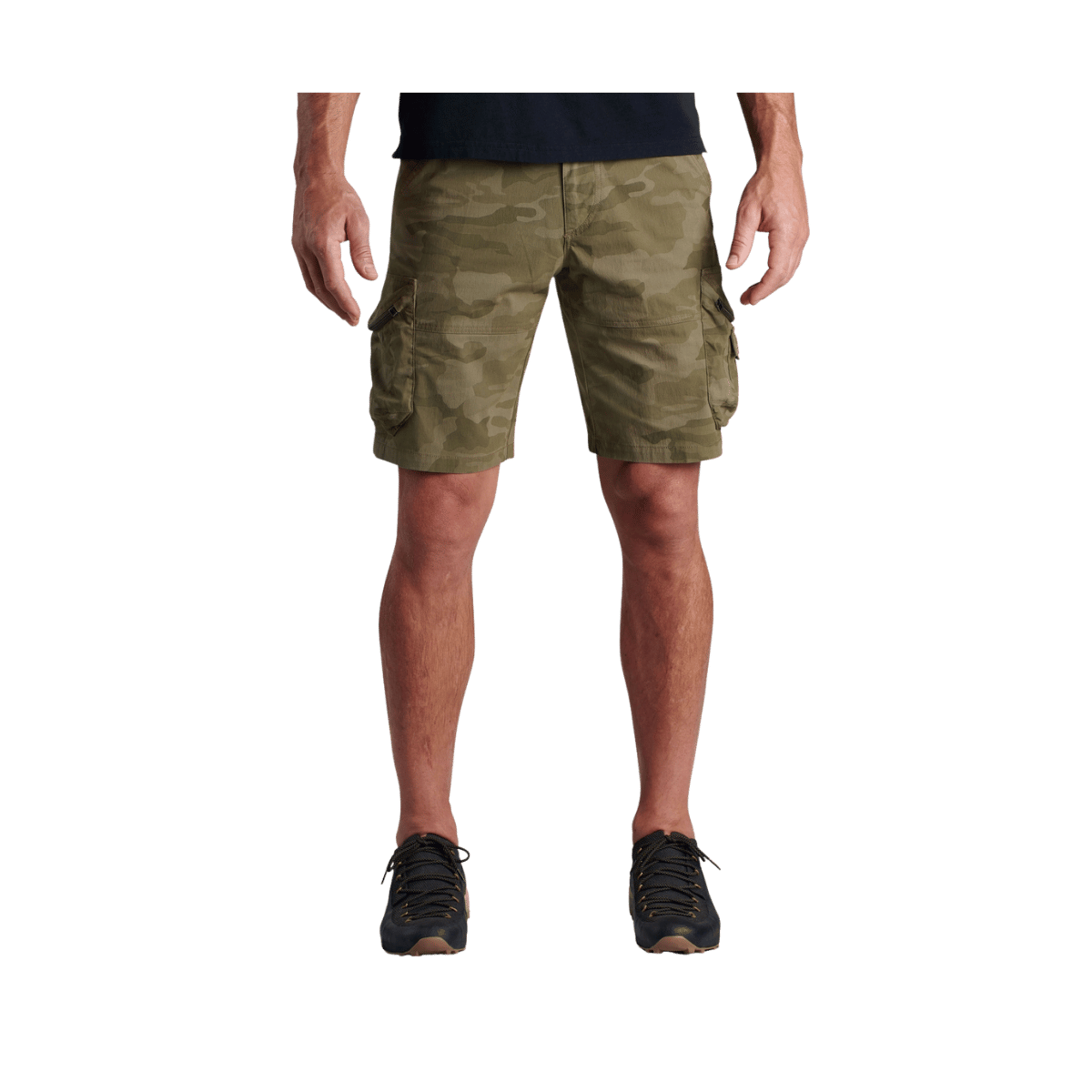 KUHL MEN'S AMBUSH CARGO SHORT 12" - GREEN CAMO - FRONT VIEW