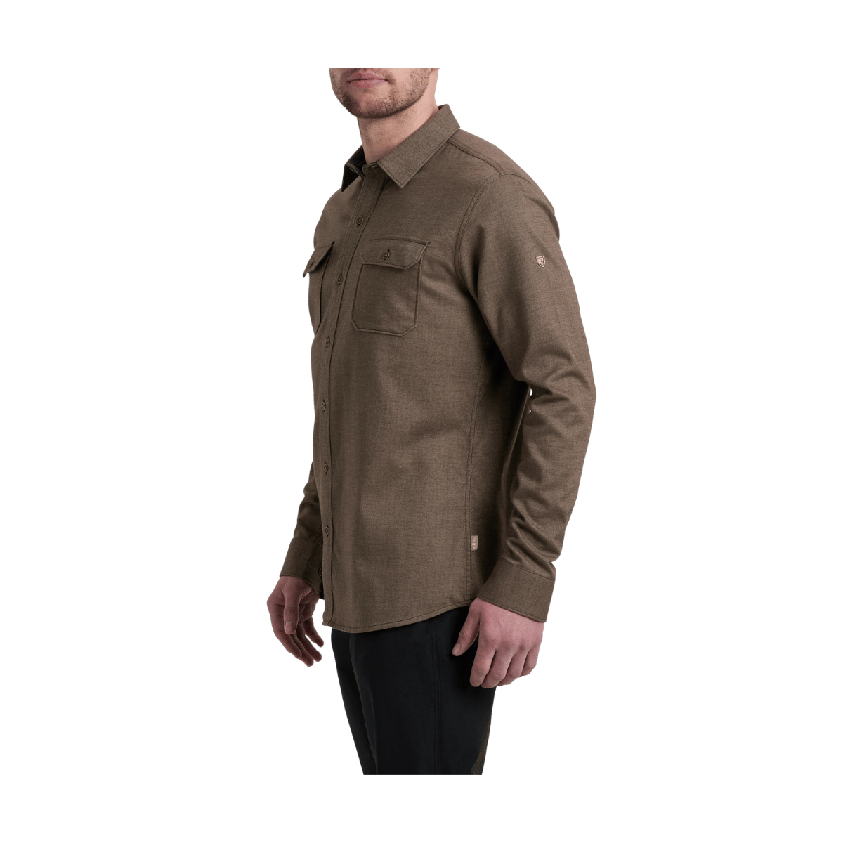 KUHL MEN'S DESCENDR FLANNEL LONG SLEEVE - SAND STORM - SIDE VIEW