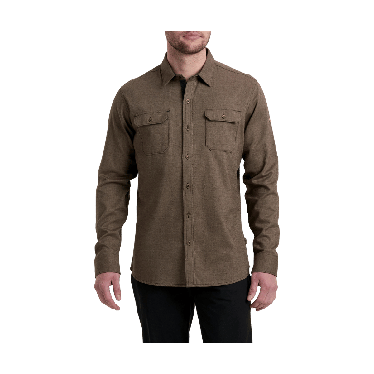 KUHL MEN'S DESCENDR FLANNEL LONG SLEEVE - SAND STORM - FRONT VIEW