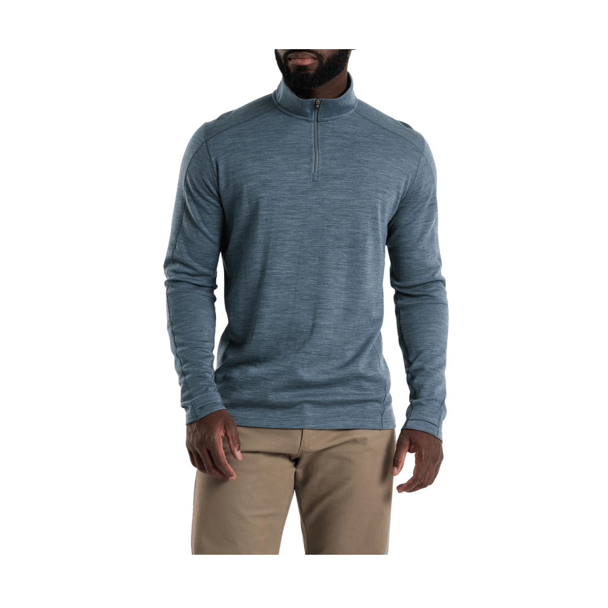 KUHL MEN'S INVIGORATR 1/4 ZIP LONG SLEEVE - SLATE BLUE - FRONT VIEW