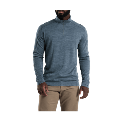 KUHL MEN'S INVIGORATR 1/4 ZIP LONG SLEEVE - SLATE BLUE - FRONT VIEW