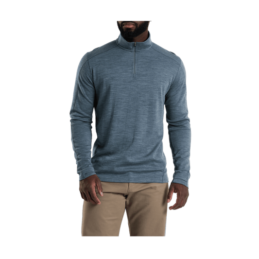 KUHL MEN'S INVIGORATR 1/4 ZIP LONG SLEEVE - SLATE BLUE - FRONT VIEW