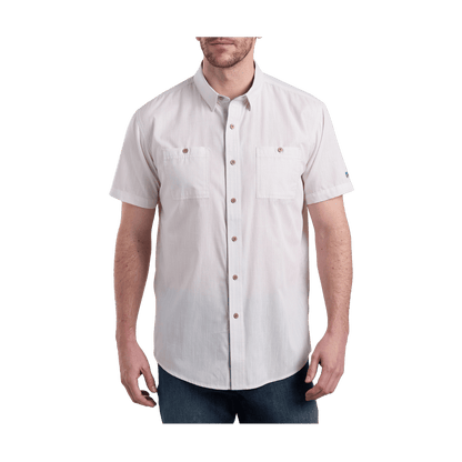 KUHL MEN'S KARIB STRIPE SHORT SLEEVE SHIRT - SEA SALT - FRONT VIEW