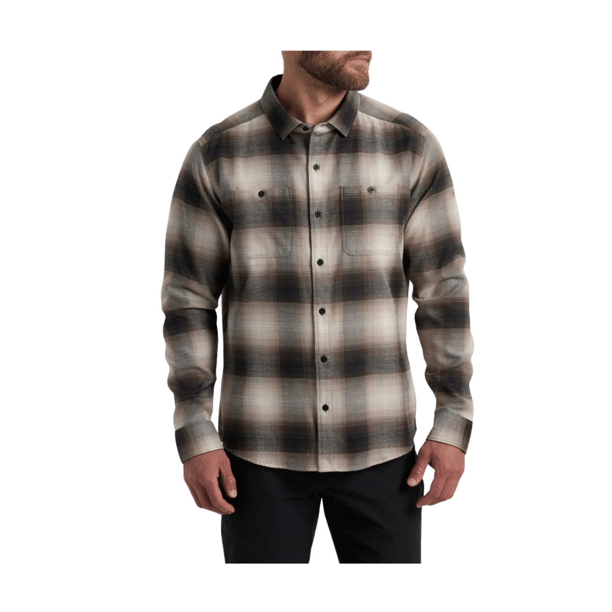 KUHL MEN'S LAW FLANNEL LONG SLEEVE - QUICKSAND - FRONT VIEW