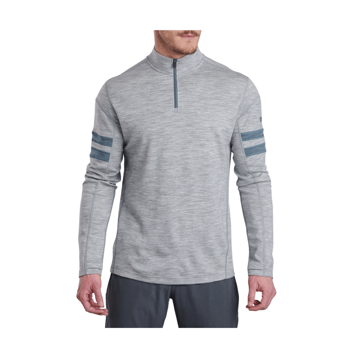 KUHL MEN'S LIGHT TEAM 1/4 ZIP LONG SLEEVE - ASH - FRONT VIEW