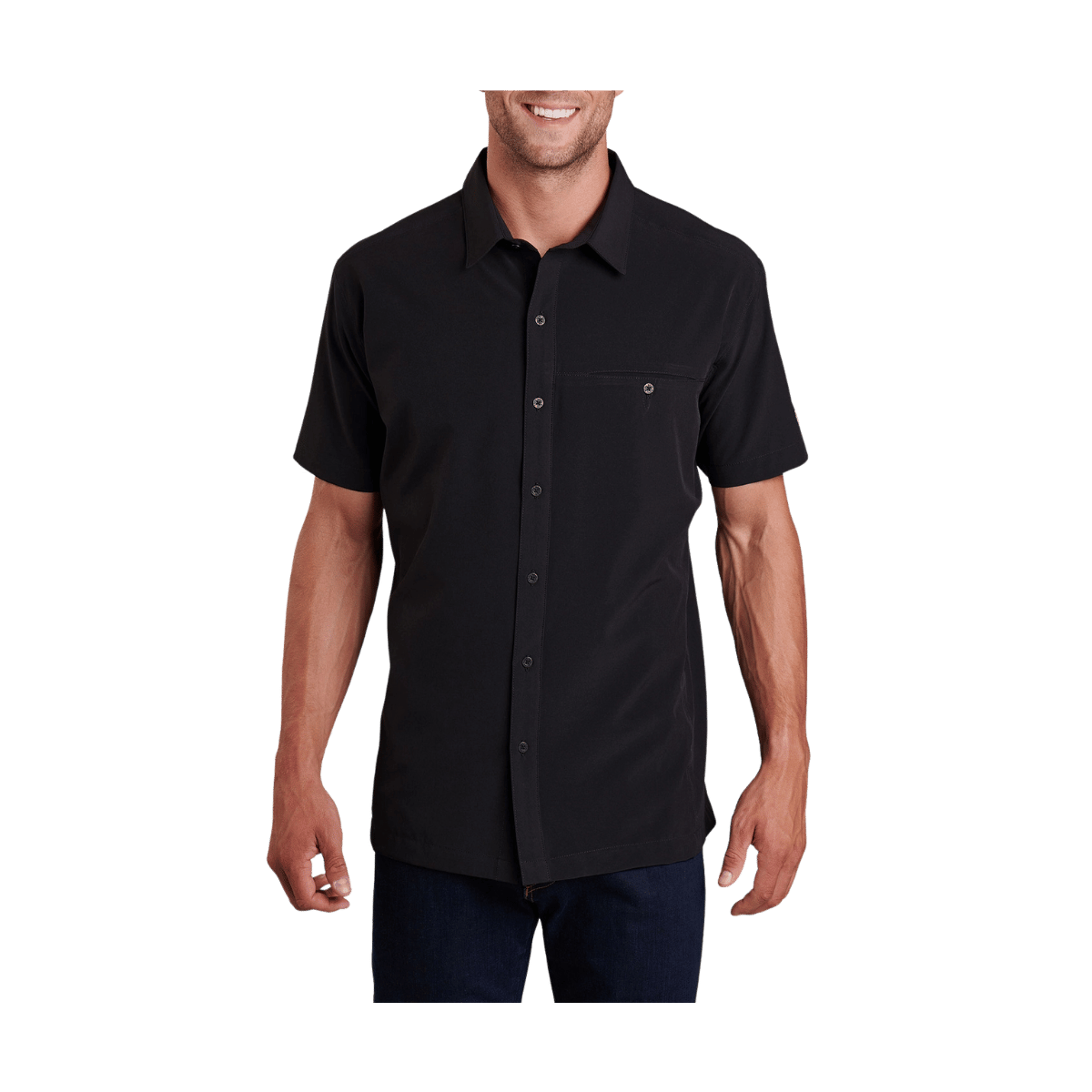 KUHL MEN'S RENEGADE SHORT SLEEVE SHIRT - BLACKOUT - FRONT VIEW