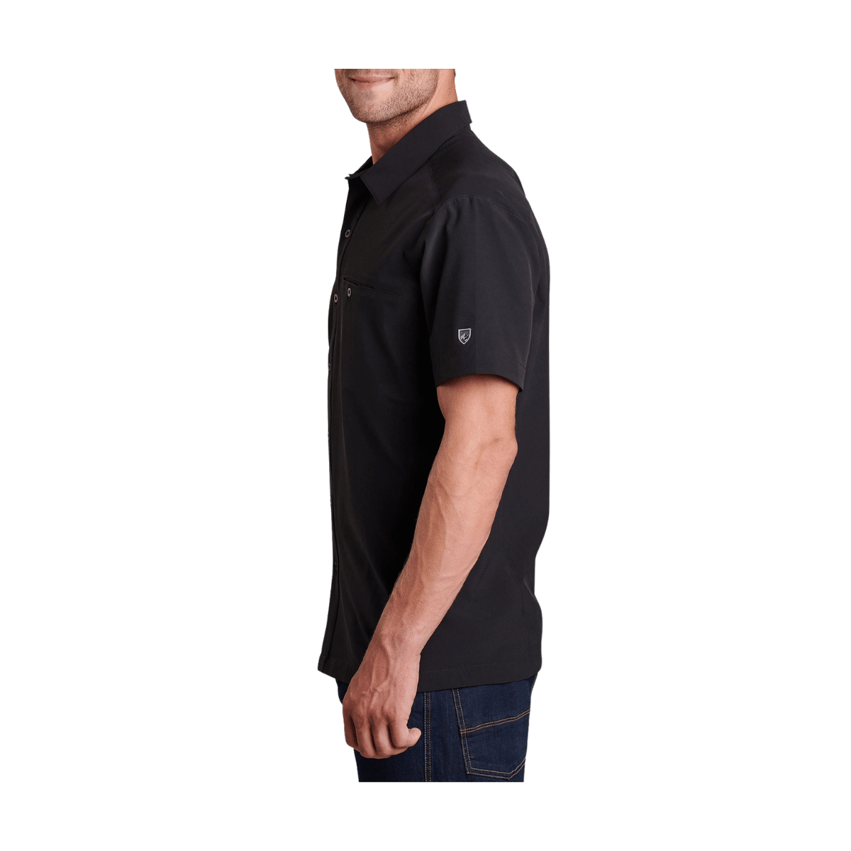KUHL MEN'S RENEGADE SHORT SLEEVE SHIRT - BLACKOUT - SIDE VIEW