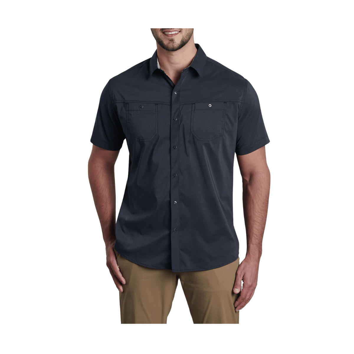 KUHL MEN'S STEALTH SHORT SLEEVE SHIRT - BLACKOUT - FRONT VIEW
