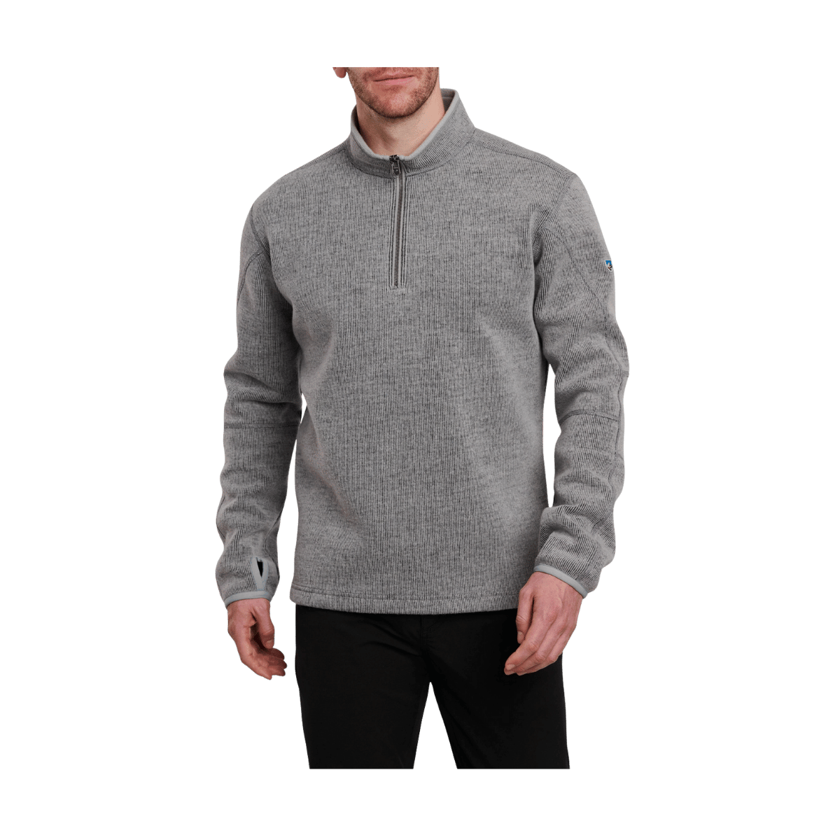 KUHL MEN'S THOR 1/4 ZIP SWEATER - CLOUD GRAY - FRONT VIEW