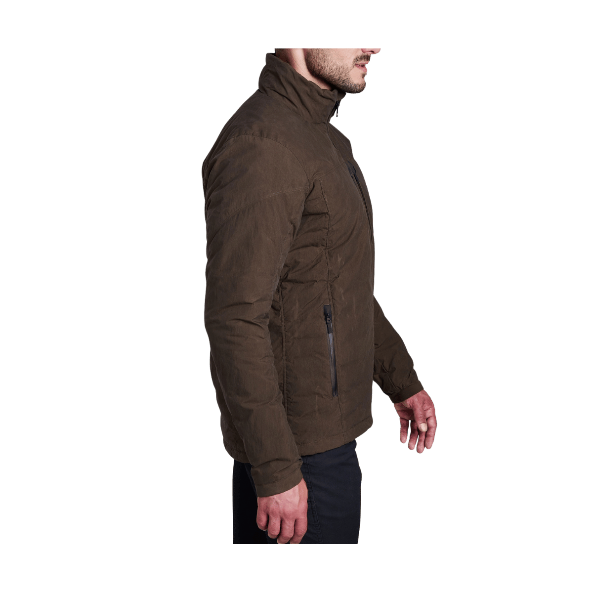 KUHL MEN'S WYLDEFIRE INSULATED HOODY - TURKISH COFFEE - SIDE VIEW