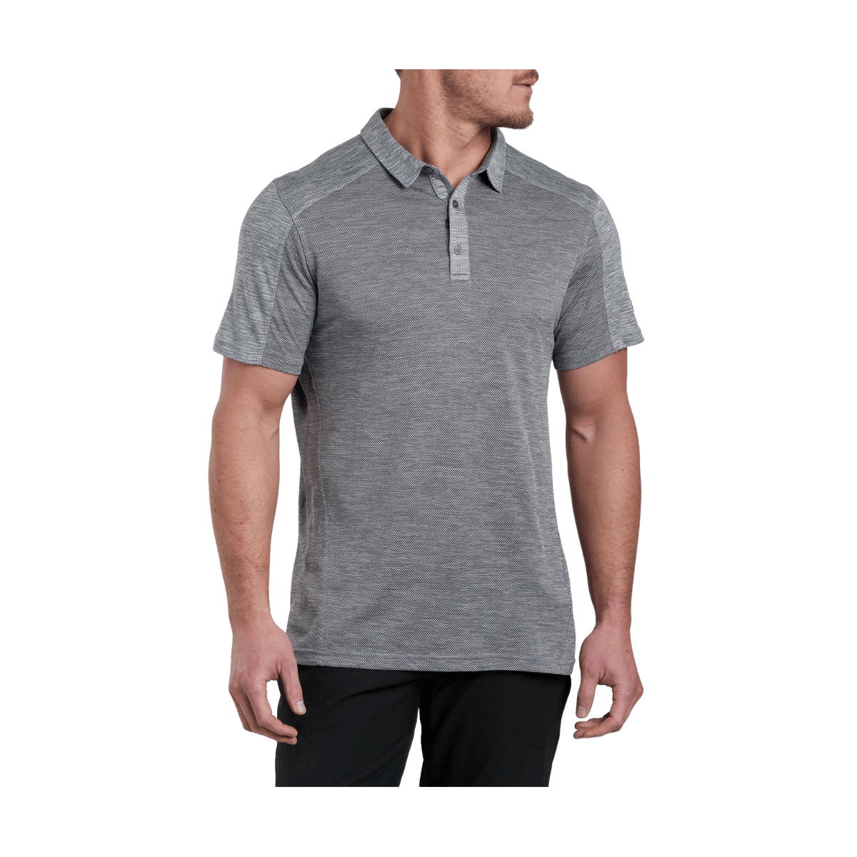 KUHL MEN'S ENGINEERED POLO - HEATHER GREY - FRONT VIEW