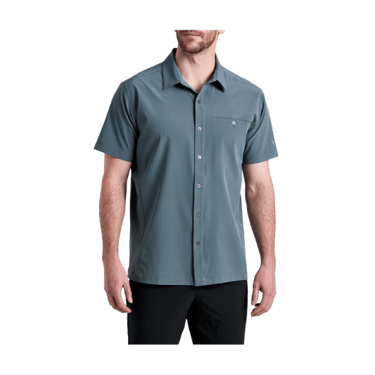 KUHL MEN'S RENEGADE SHORT SLEEVE SHIRT - CHARCOAL BLUE - FRONT VIEW
