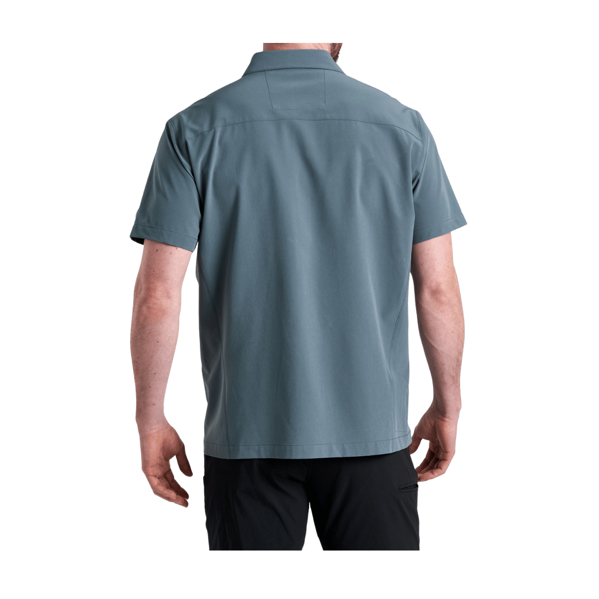 KUHL MEN'S RENEGADE SHORT SLEEVE SHIRT - CHARCOAL BLUE - BACK VIEW