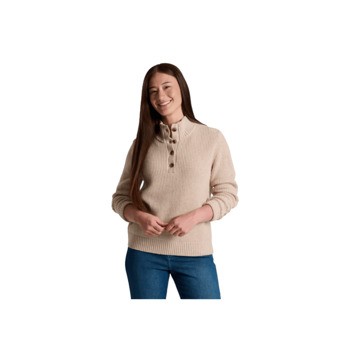 KUHL WOMEN'S FIRESIDE HENLEY SWEATER- NATURAL