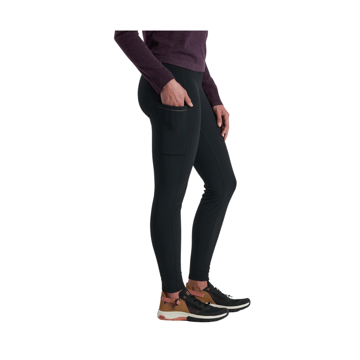 KUHL WOMEN'S FROST SOFTSHELL TIGHT - RAVEN - SIDE VIEW