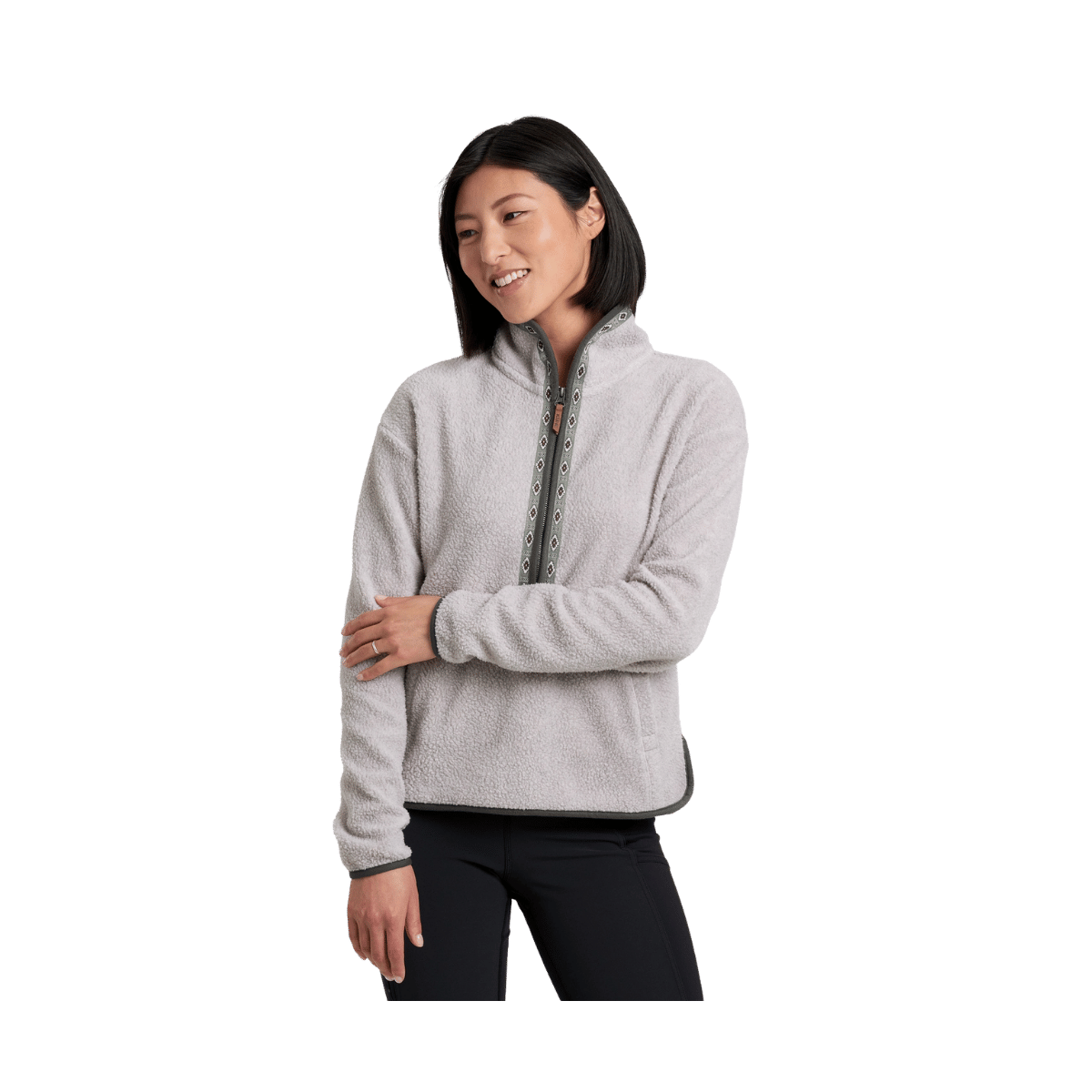 KUHL WOMEN'S HYGGE FLEECE 1/2 ZIP - NATURAL - FRONT VIEW