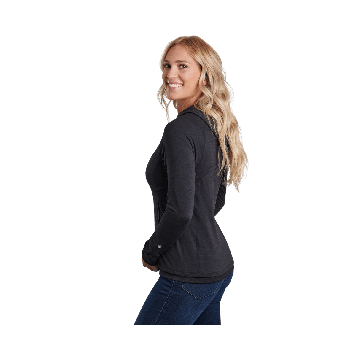 KUHL WOMEN INSPIRA FZ HOODY - BLACK - SIDE VIEW