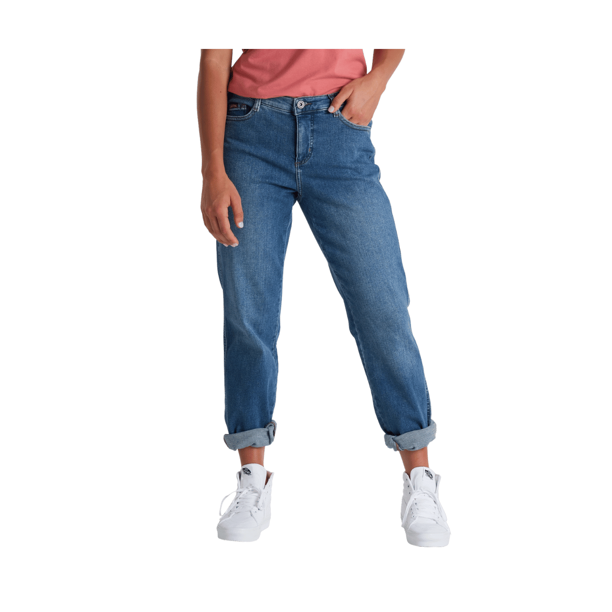 KUHL WOMEN'S KONTOUR BOYFRIEND DENIM PANT - VINTAGE BLUE - FRONT VIEW