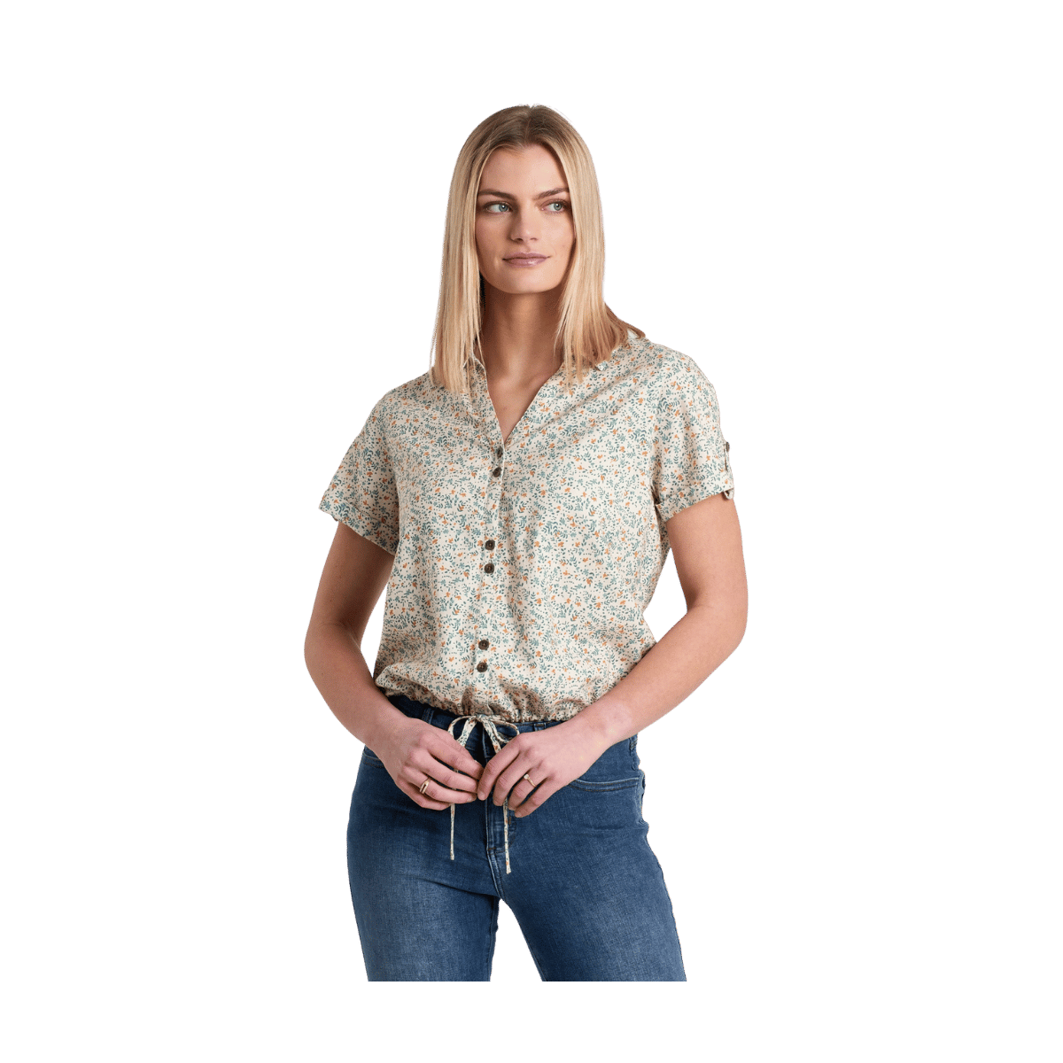 KUHL WOMEN'S LILIANA SHORT SLEEVE SHIRT - NATURAL - FRONT VIEW